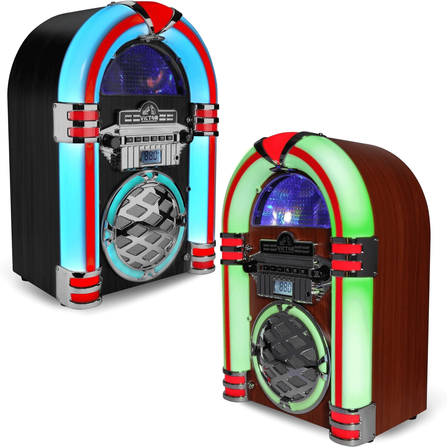 Victor Wilshire Bluetooth Jukebox with Multicolor LED Lighting and FM Radio