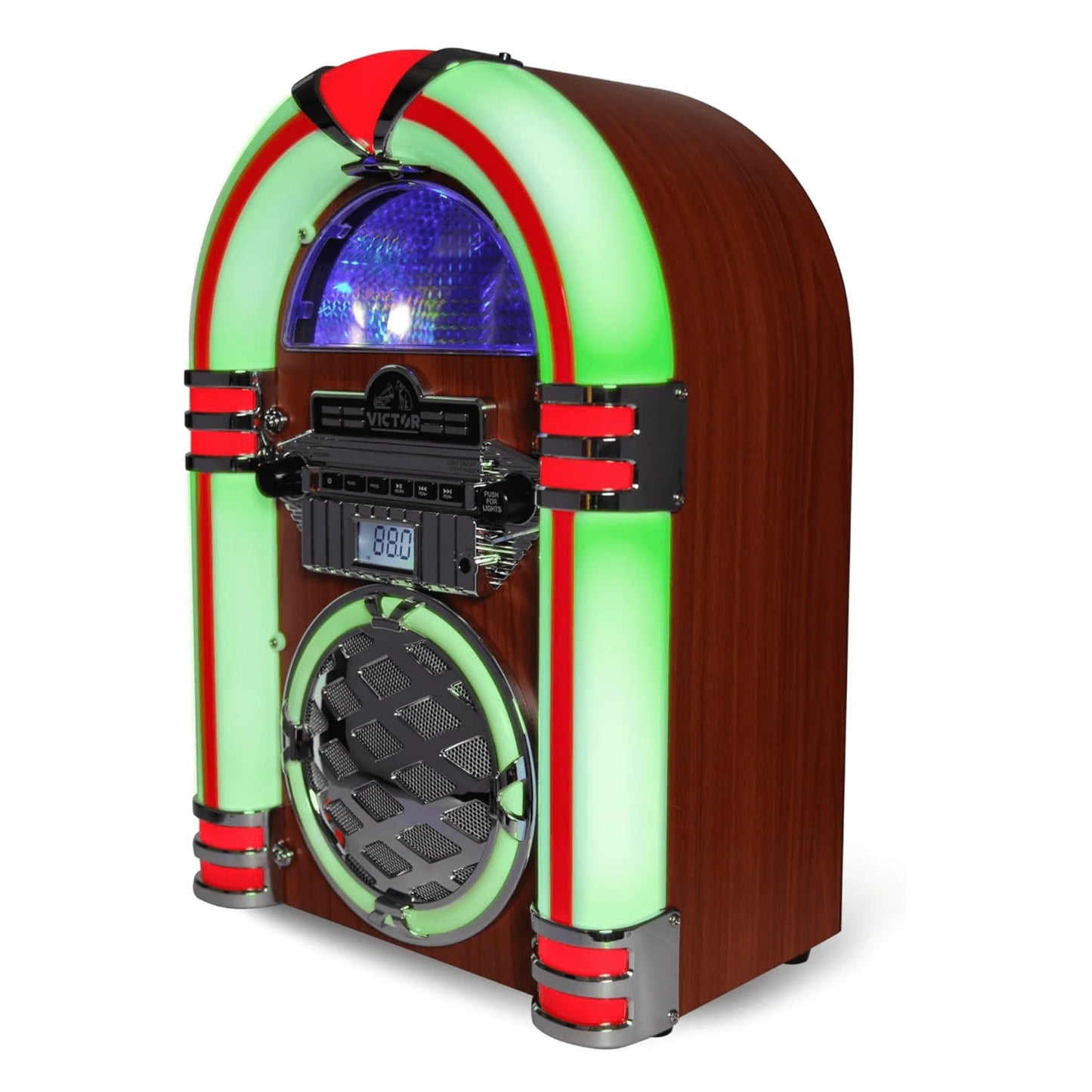 Victor Wilshire Bluetooth Jukebox with Multicolor LED Lighting and FM Radio